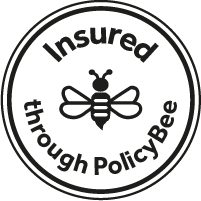 Insured through policy bee logo.